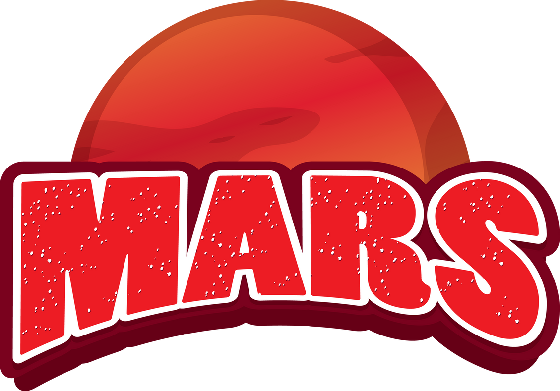 Mars Word Logo Design on Mars Planet